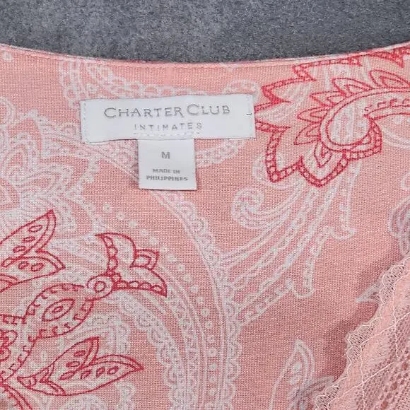 Charter Club Sleeveless Nightgown Lace Trim Orange Blossom Paisley Medium - Picture 3 of 9